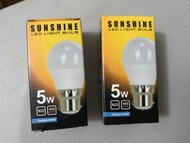 Sunshine LED bulb 燈泡 5W B22 白光 2 個 / pieces