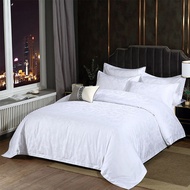 Star hotel bedding 60 100% Cotton Pure White Satin Jacquard Duvet Cover Bed Sheet Pillowcase Three o