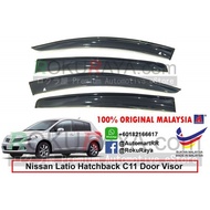 Nissan Latio C11 Hatchback AG Rain Wind Sun Deflector Air Press Door Visor (Big 12cm Width)