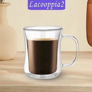 [Lacooppia2] Double Walled Mug Drinking Glass Borosilicate Beverage Mug Espresso Cups Glass Cup Water Cup for Woman