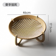 POPO Summer Rattan Woven Cat Bed Swings Bamboo Woven Summer Cat Scratcher Military Bed Cat Hammock P