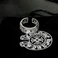 Chrome Hearts 復古十字花鏤空鑲鑽開口戒指