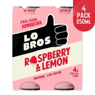Lo Bros Organic Raspberry Lemon Kombucha (4x250ml)