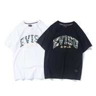 High Quality Men Woman New EVISU T-shirts Classic letter Camouflage Embroidery O-Neck Casual Couple