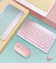 日本暢銷 - 無線藍牙鍵盤+無線滑鼠套裝 (適用於Apple iPad iPhone Android Windows Mac) 鍵盤+Mouse套裝 - 10寸粉紅色