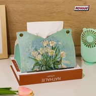 ROWAN1 Tissue , Leather Van Gogh Napkin Holder, Creative Durable Oil Painting Large Storage Paper To