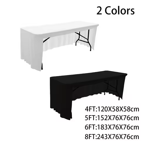 4FT/5FT/6FT/8FT Spandex stretch fabric table cloth elastic Table cover for wedding party banquet whi