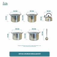 Sinda Panci set Cookware 6PCS Kombinasi Teko Serbaguna Stainless Steel Combination Pot Alat Dapur
