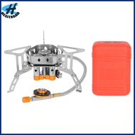 Bucwxa Mini Gas Stove Outdoor Cooking Burner Portable 3 Burner Camping Stove 6800w Foldable Windproo