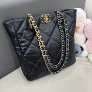 芯片款 香奈兒/Chanel 黑色19bag購物袋托特包