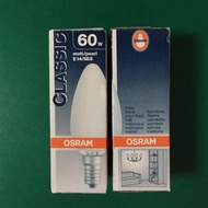 $7/個 歐司朗 小螺絲頭 燈膽 60W 💡 細螺絲頭 奶白光 蠟燭 椒形 磨砂 烏絲 灯泡 OSRAM Frosted Matt Pearl Classic Tone E14 SES Candle 