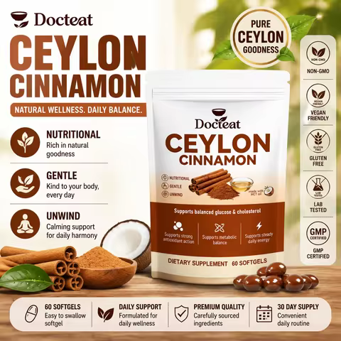 Ceylon Cinnamon Supplement with Cinnamon Extract Green Tea Extract MCT Oil Plant Based Daily Wellnes
