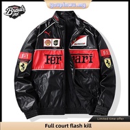 F1 Ferrari Racing Jacket Winter Long Sleeve Leather Windbraker Men Embroidered Jaket Motorcycle
