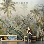 arch wallpaper Jianmei Southeast Subtropika Rainforest Banana Leaf Wallpaper Ruang Tamu Sofa TV Lata