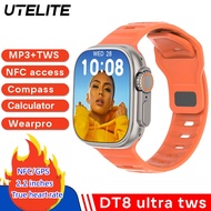 UTELITE✅Ready✅IWO DT8 Ultra TWS Smart Watch Series 8 with NFC 2.2 Inche Square Screen Bluetooth Call IP68 Waterproof Long Standby Watches Fitness Tracker Body Temperature Detection Wireless Charging Men Women Smartwatch