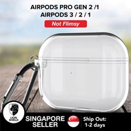 (SG) LionShield AirPods Pro Gen 2/1 / AirPods 3/2/1 Clear Case - Transparent TPU Cover Casing