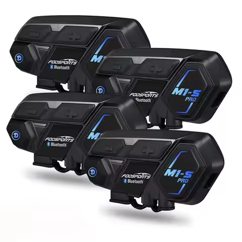 4Pcs Fodsports M1s Pro Motorcycle Helmet Intercom Bluetooth Headset 8 Rider Full Duplex M1-s Interco