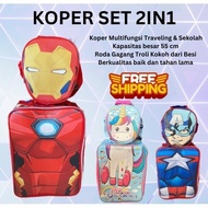 Suitcase Set 2in1 Waterproof Elementary School Suitcase Bag Boys' suitcase girls' suitcase character