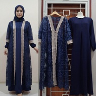 Fenita dress gamis crinkle set outer renda brokat/gamis lebaran model terbaru/gamis pesta