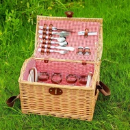 Ins Wicker Picnic Basket Set Outing Outdoor Camping Rattan Foldable Storage Basket Carrying Basket S