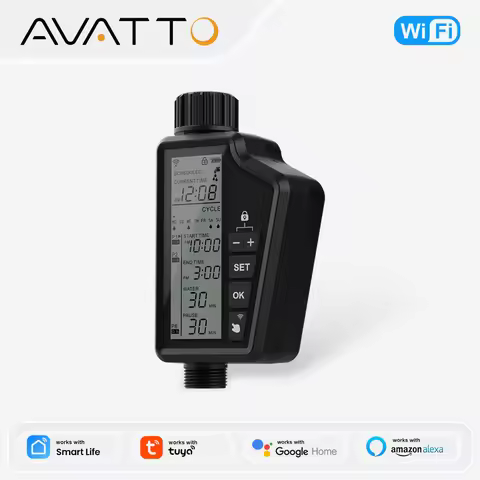 AVATTO Tuya WIFI Smart Irrigation Water Valve Timer,Multifunctional,Smart Garden Watering Timer Comp