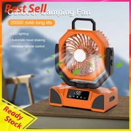 20000mAh Portable Camping Fan 5 Wind Speeds Rechargeable Camping Fan (Orange)