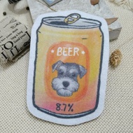 雪納瑞-素描-啤酒-不織布杯墊-吸水杯墊