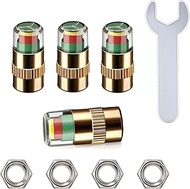 2.2Bar 32-to-35 PSI Silver Car Tire Pressure Monitor Valve Stem Caps, Universal Tire Safety Caps wit