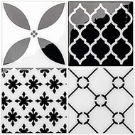 Smart Tiles Adhesive Tiles for Kitchen and Bathroom, Vintage Black/White, Tile Stickers, Kitchen Spl
