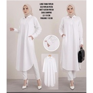 LONG TUNIK POPLIN PUTIH / TUNIK POLOS PUTIH SAKU SAMPING 033