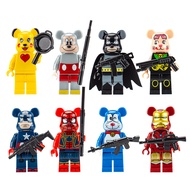 8pcs/set Minifigure Bearbrick Violent Bear Assembled Blocks Toys Compatible With s Building Bricks Kids educational Gift In Stock New Arrival LY