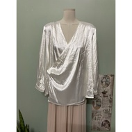 Women's white silk blouse, size L a84