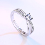 silver cincin 925 original ring for women Adjustable ring Four-claw round drill Fashion Jewellery cincin  perak cincin perempuan