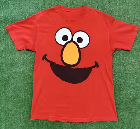 Men's T-shirt, Sesame Street Elmo Face Halloween Costume T-Shirt S-4XL, Royal Cotton Spring Summer