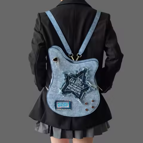 Original Guitar Itabag School Bag Sweet Heart Chain Mochila Cosplay Denim Star Lolita Bags For Woman