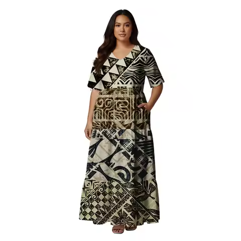 Prom Dresses 2026 Tribal Fiji Tribal Aloha Dress Plus Size Pockets Samoa Polynesian Business Wedding