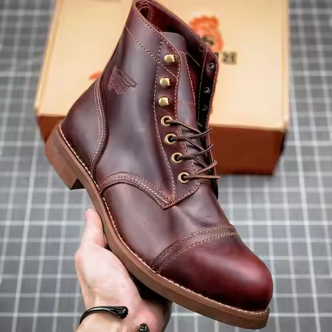 8111 New Top Quality Casual Men Shoes Handmade Spring Autumn Ankle Boots Vintage Tooling Wings Cow L