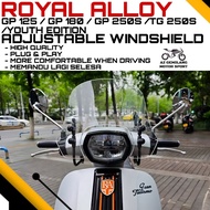 WINDSHIELD ROYAL ALLOY GP125 GP 125/GP180 GP 180/GP250S GP 250S/TG250S TG 250S/YOUTH EDITION ADJUSTA