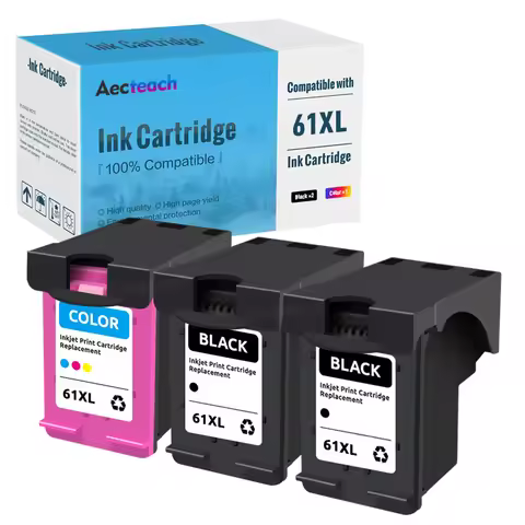 Aecteach Compatible Ink Cartridge For HP 61XL For HP61 For HP 61 Envy 4500 4502 5530 Deskjet 1051 10
