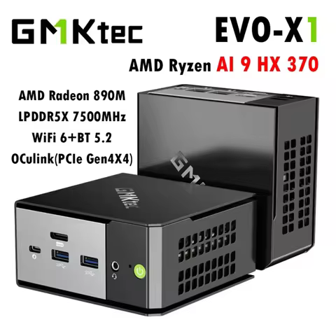 GMKtec EVO-X1 AMD AI 9 HX 370 12-core mini pc Win 11 Pro LPDDR5X 32GB 7500MHz PCIe4.0 M.2 SSD Wifi6 