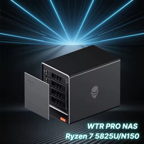 WTR PRO NAS Ryzen 7 5825U/N150 Mini PC DDR4 3200MHz Supports2.5/3.5" HDD*4 M.2 2280 Desktop 2.5G LAN