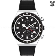 TIMEX TW2V70000 Men's Analog Watch Q Timex 3-Time Zone Chronograph 40mm Synthetic Rubber Black *Orig