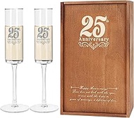 JNDJE 25th Wedding Anniversary for Couple, 25th Anniversary Champange Glasses for Parents, 25th Wedd