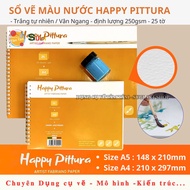 [ Tâm Tâm - Sugi Art ] Sổ vẽ màu nước Happy Pittura 250gsm- Sổ A5 A4 25 tờ