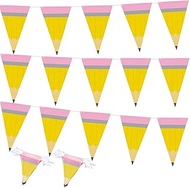 Mindsoft 131 ft Pencil Classroom Decor 7.8" x11.8'' Pencil Burlap Bunting String Banner Flags Triang