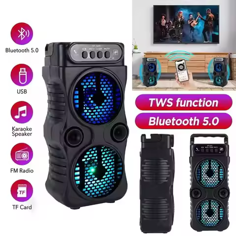 Outdoor Portable Wireless Speaker Dual 3 Inches Music Stereo Subwoofer Bass USB Power Supply For Dan