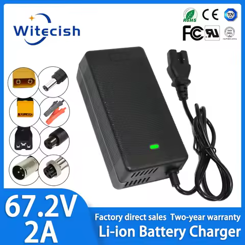 60V 67.2V 2A Charger 16S Li-ion Battery 60V Charger Output 2A for 59.2V 60V Lithium GX16 IEC XT60 XT