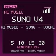 Suno V4 AI Music Generator Song Vocal Pass Digital | 5-20 Generations