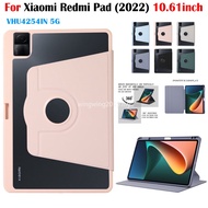 For Xiaomi Redmi Pad (2022) 10.61 Inch 360° Rotation Fold Folio Flip Tablet Case VHU4254IN 5G Clear Acrylic Back Stand Cover