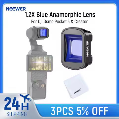 NEEWER 1.2X Blue Anamorphic Lens For DJI Osmo Pocket 3 & Creator,Magnetic HD Optical Glass Lens for 